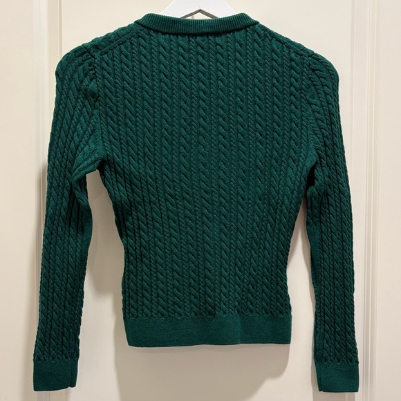 J.Crew Merino Wool Cable-knit Crewneck Cardigan Sweater in Magic Forest XS  NWT - Picture 6 of 6